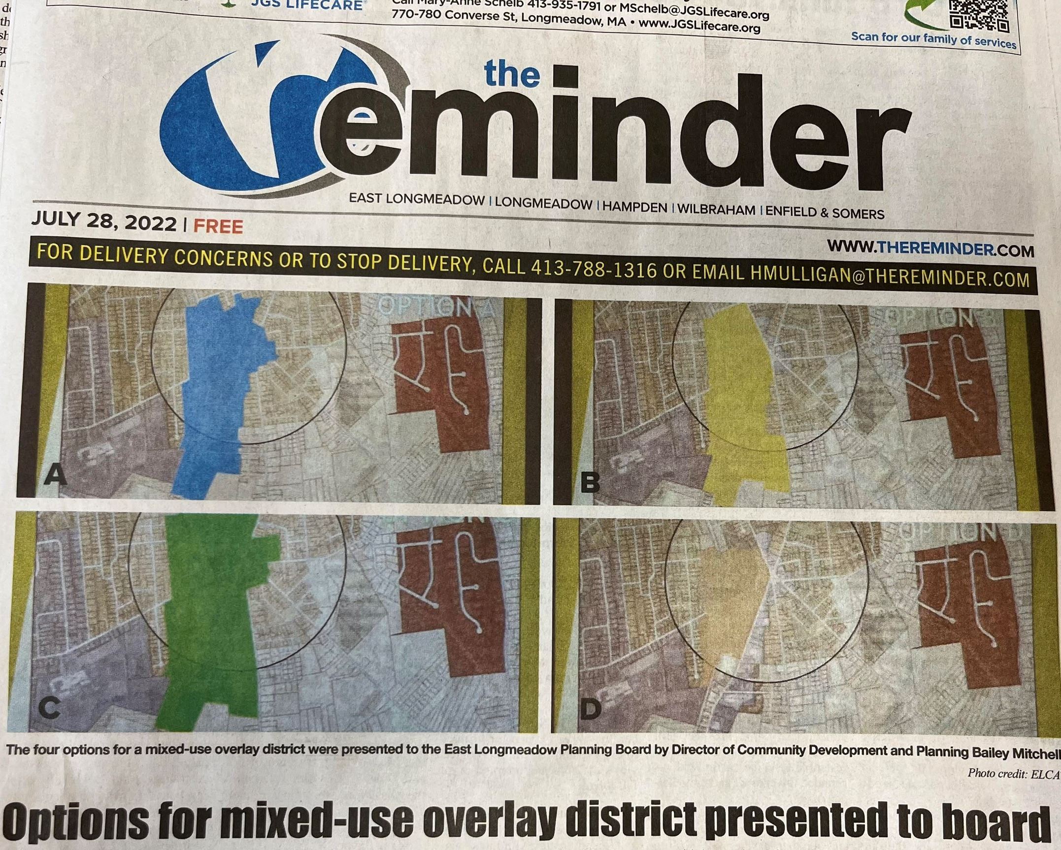 Front Page of Reminder Newspaper July 28 2022 publication