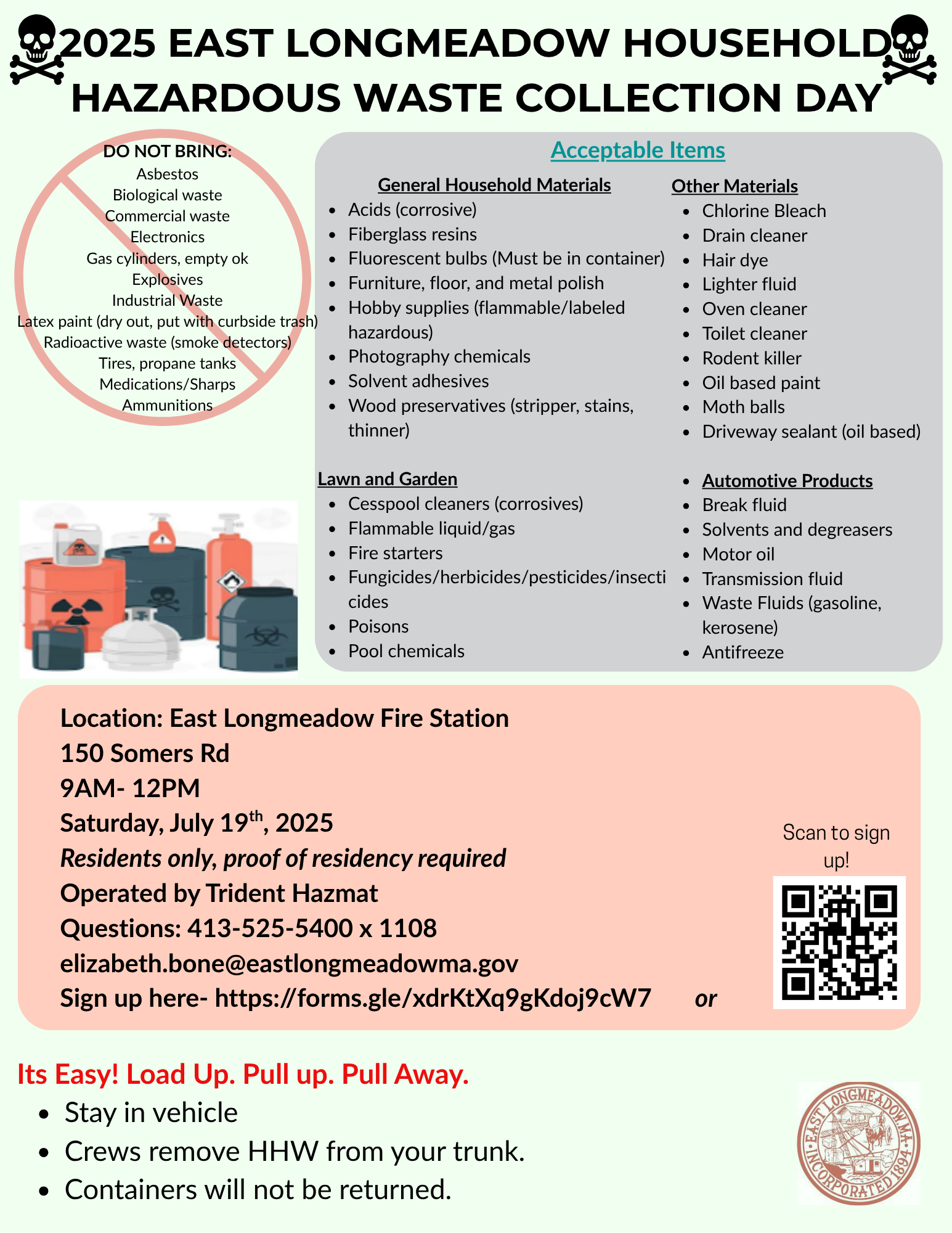 2025 HOUSEHOLD HAZARDOUS WASTE COLLECTION DAY (East Longmeadow residential HHW only) (Real Estate Fl