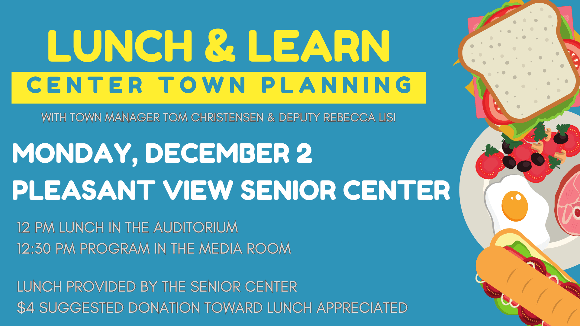 Blue Food Illustration Lunch Menu (1920 x 1080 px)